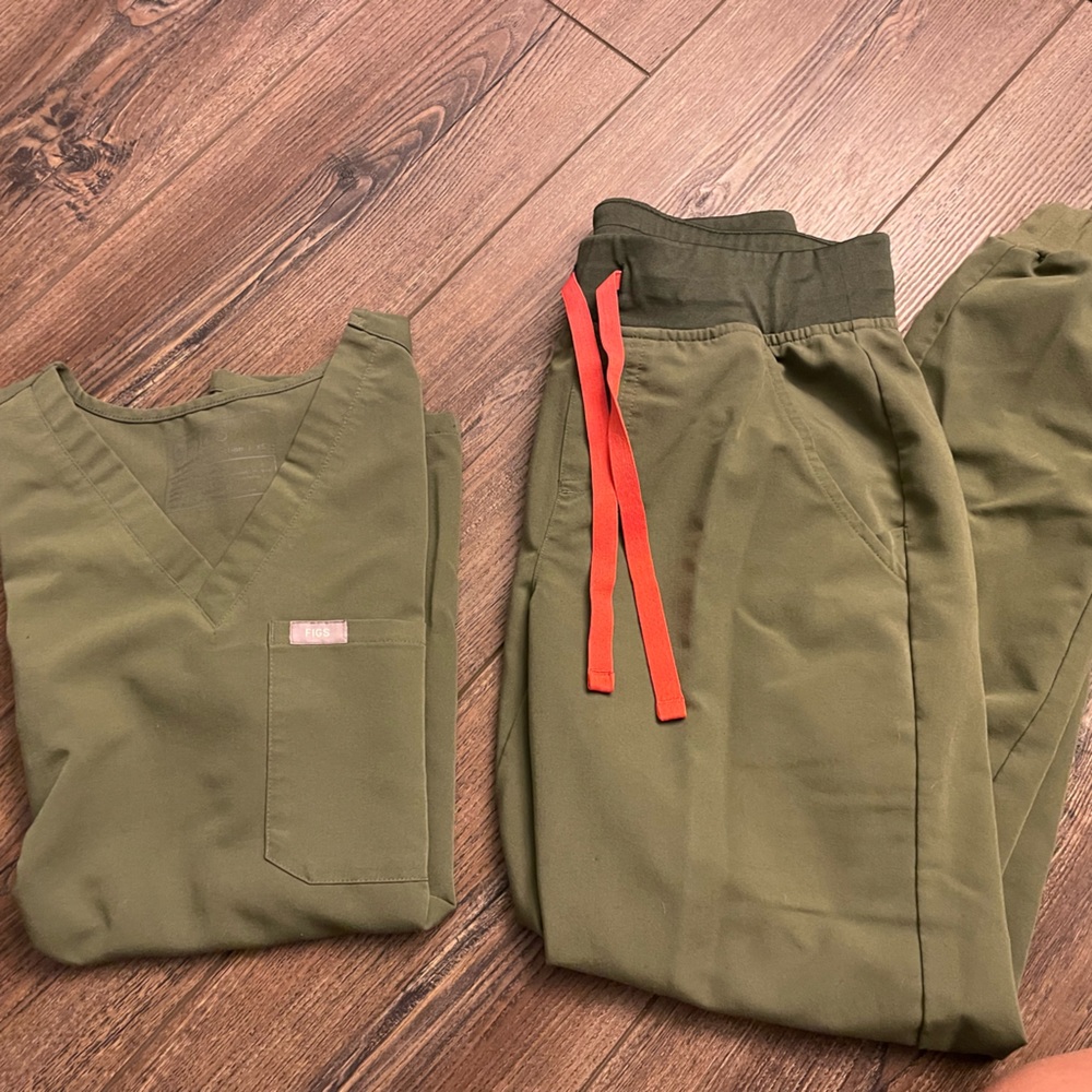 Olive green figs scrubs set